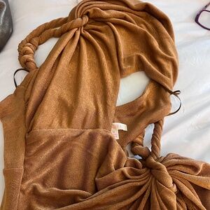 LUXXEL sexy form fitting one shoulder cut out side dress